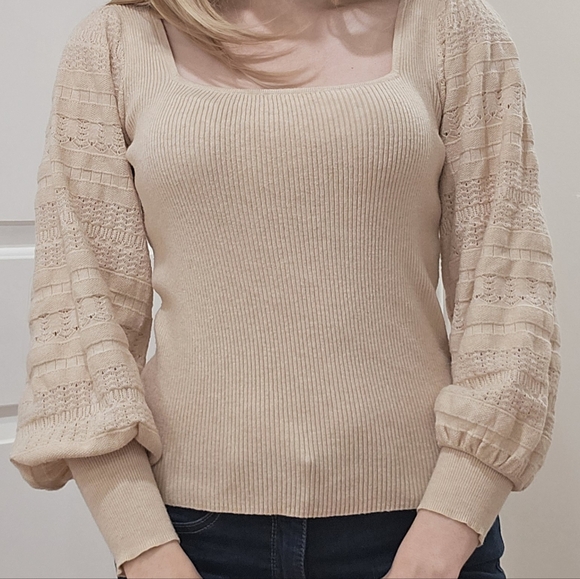 Sofia Vergara Jeans - Cream Puff Sleeve Sweater - SMALL - New Without Tags - Picture 5 of 9